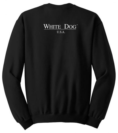 White Dog Sweatshirt #503, classic black. - back view