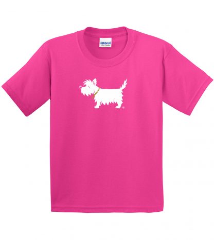 Kids' Westie T-Shirt #302 White Dog youth trendy tee rosy raspberry.