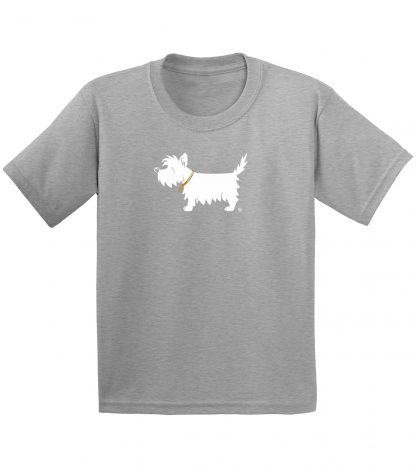 Kids' Westie T-Shirt #302 White Dog youth trendy tee sport gray.