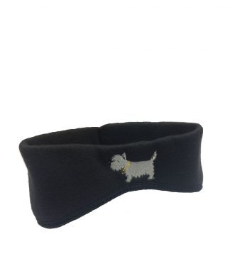 Westie Headband #509 - White Dog Ear Warmers - Classic Black