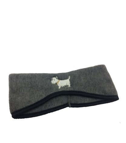 Westie Headband #509-CG - White Dog Ear Warmers - Charcoal Gray