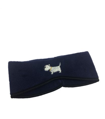 Westie Headband #509-NB - White Dog Ear Warmers - Navy Blue