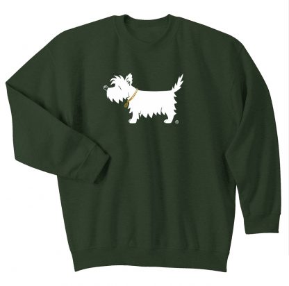 Westie Sweatshirt / White Dog Crewneck Sweatshirt #520 trendy forest green.