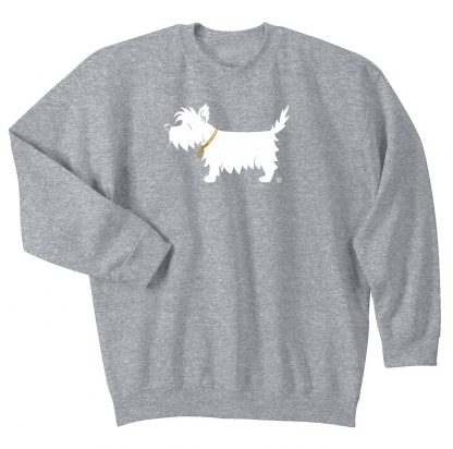 Westie Sweatshirt / White Dog Crewneck Sweatshirt #520 trendy sport gray.
