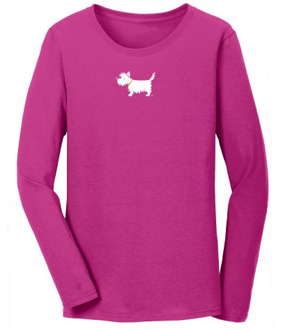 Ladies' Westie Long Sleeve T-Shirt / Ladies' White Dog Long Sleeve T-Shirt 705 ladies longsleeve tee Sport Rosy Raspberry