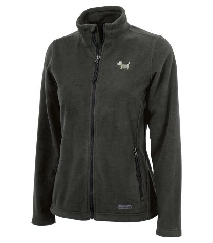 Ladies' Westie Fleece Jacket / Ladies' White Dog Fleece Jacket 716 charcoal gray