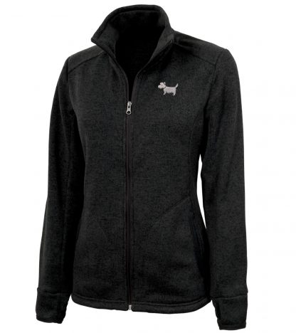 ladies' white dog jacket | sweater fleece 717 ladies sweater fleece Charcoal Gray