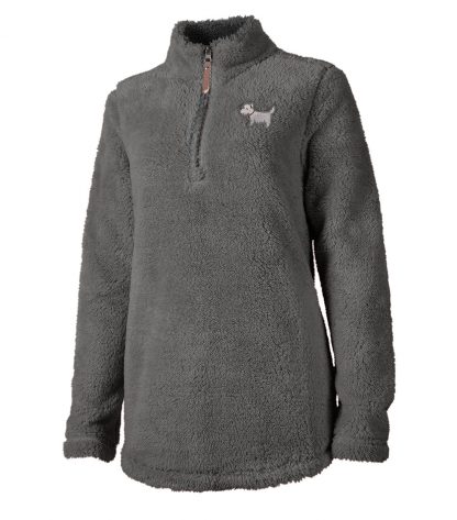 ladies' white dog fuzzy | 718 ladies fuzzy fleece | charcoal gray