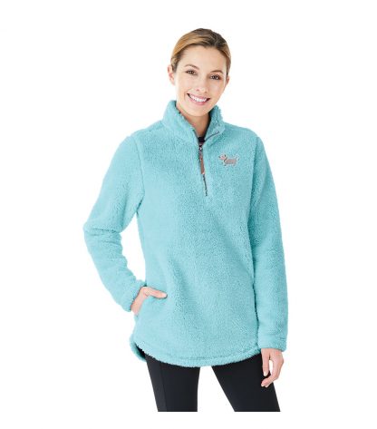 ladies' white dog fuzzy | 718 ladies fuzzy | aqua blue