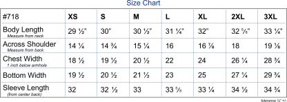 ladies' white dog fuzzy | 718 ladies fuzzy | size chart